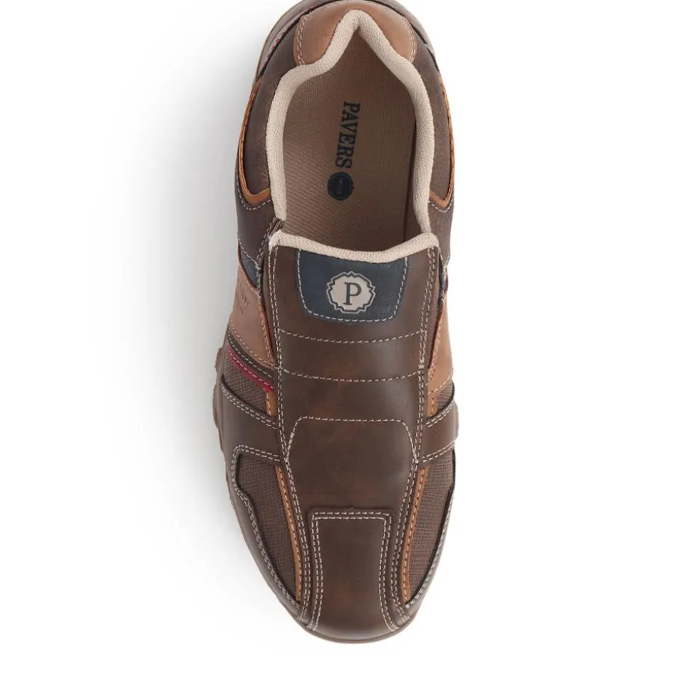 Wide Fit Slip-On Trainers - Brown Multi
