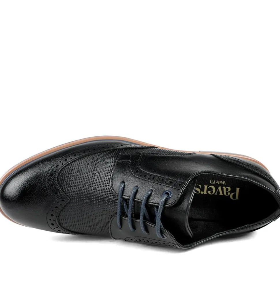 Wide Fit Smart Lace Up Brogues - Black