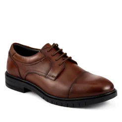 Wide Fit Smart Leather Derby Shoes - Brown