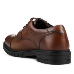 Wide Fit Smart Leather Derby Shoes - Brown