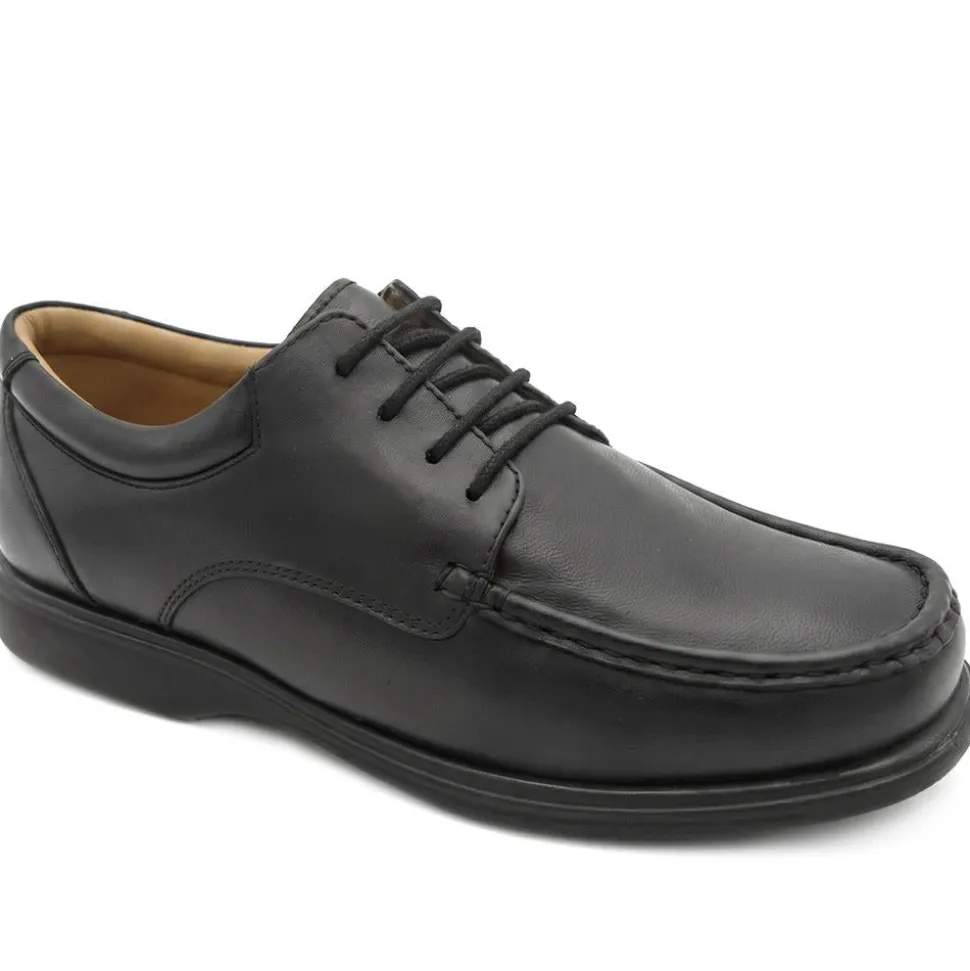 Wide Fit Smart Leather Lace Up Shoes - Black