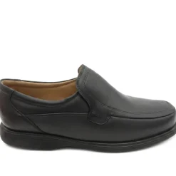 Wide Fit Smart Leather Slip On Shoes - Black