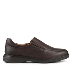 Wide Fit Smart Leather Slip-On Shoes - Brown
