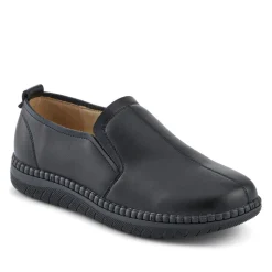 Wide Fit Smart Slip-On Shoes With Leather Insole - Black