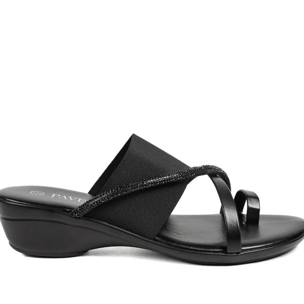 Wide Fit Smart Toe Post Sandals - Black Glitter