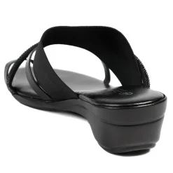 Wide Fit Smart Toe Post Sandals - Black Glitter