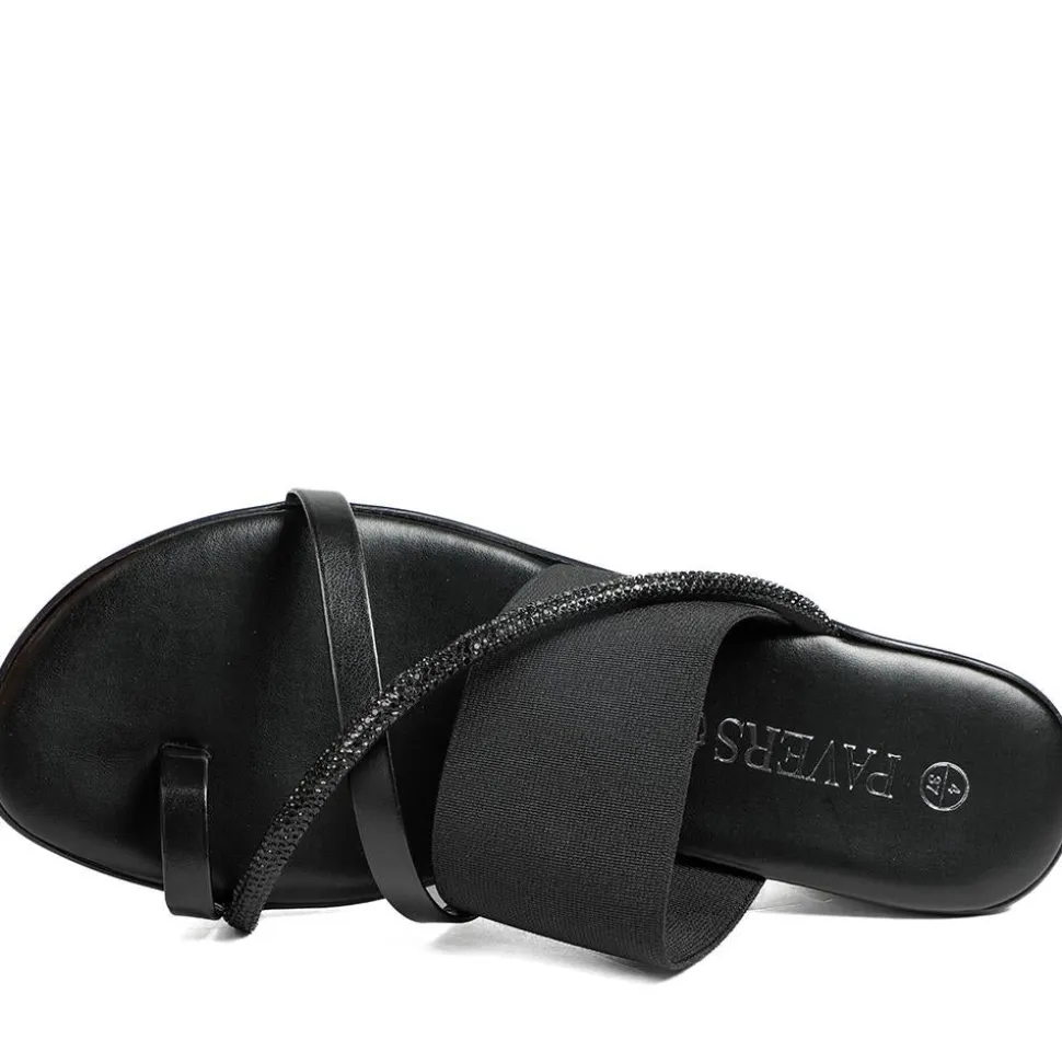 Wide Fit Smart Toe Post Sandals - Black Glitter