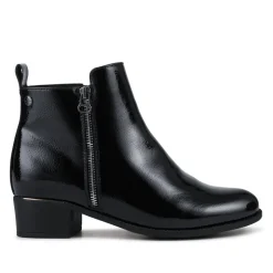 Wide Fit Smart Zip Up Ankle Boots - Black Patent