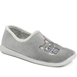 Wide Fit Soft Full Cat Slippers - Grey