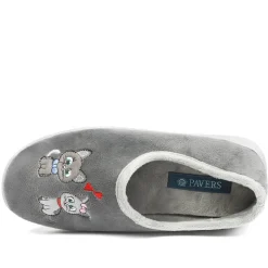 Wide Fit Soft Full Cat Slippers - Grey