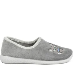Wide Fit Soft Full Cat Slippers - Grey