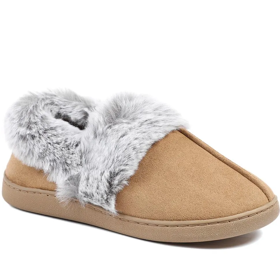 Wide Fit Soft Full Slippers - Chestnut