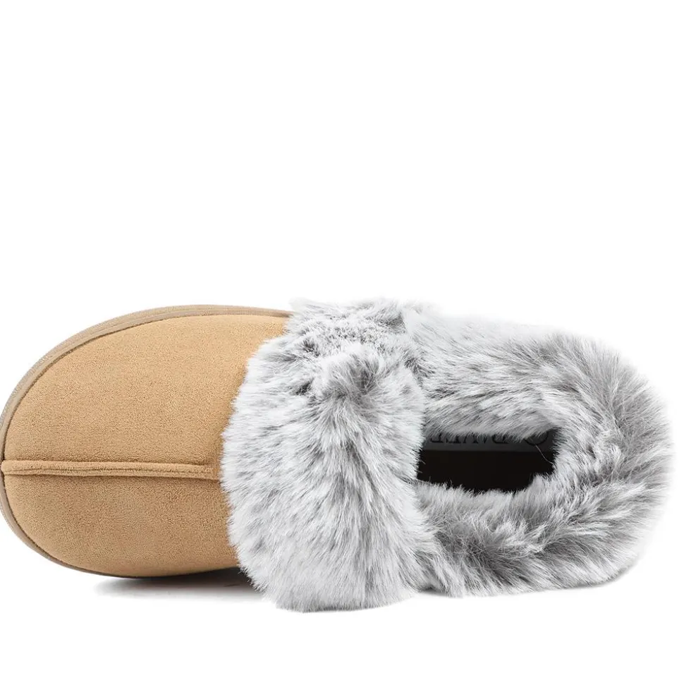 Wide Fit Soft Full Slippers - Chestnut