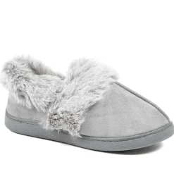 Wide Fit Soft Full Slippers - Grey