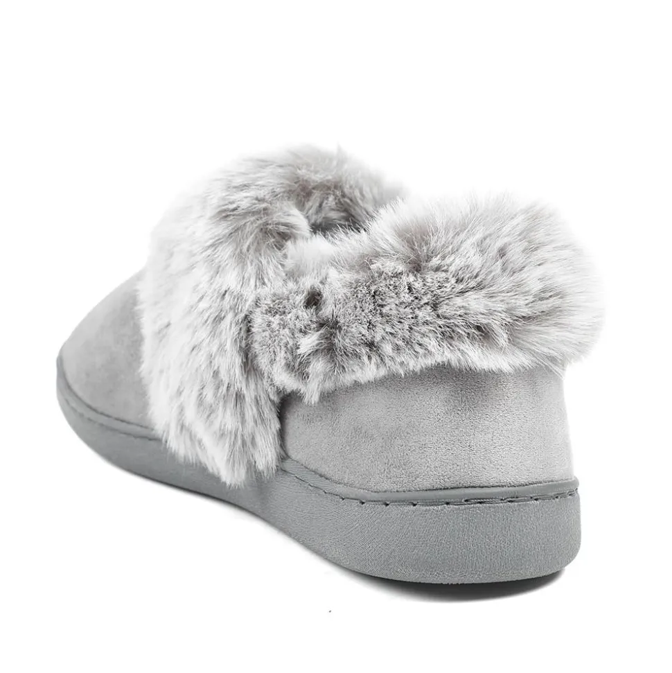 Wide Fit Soft Full Slippers - Grey