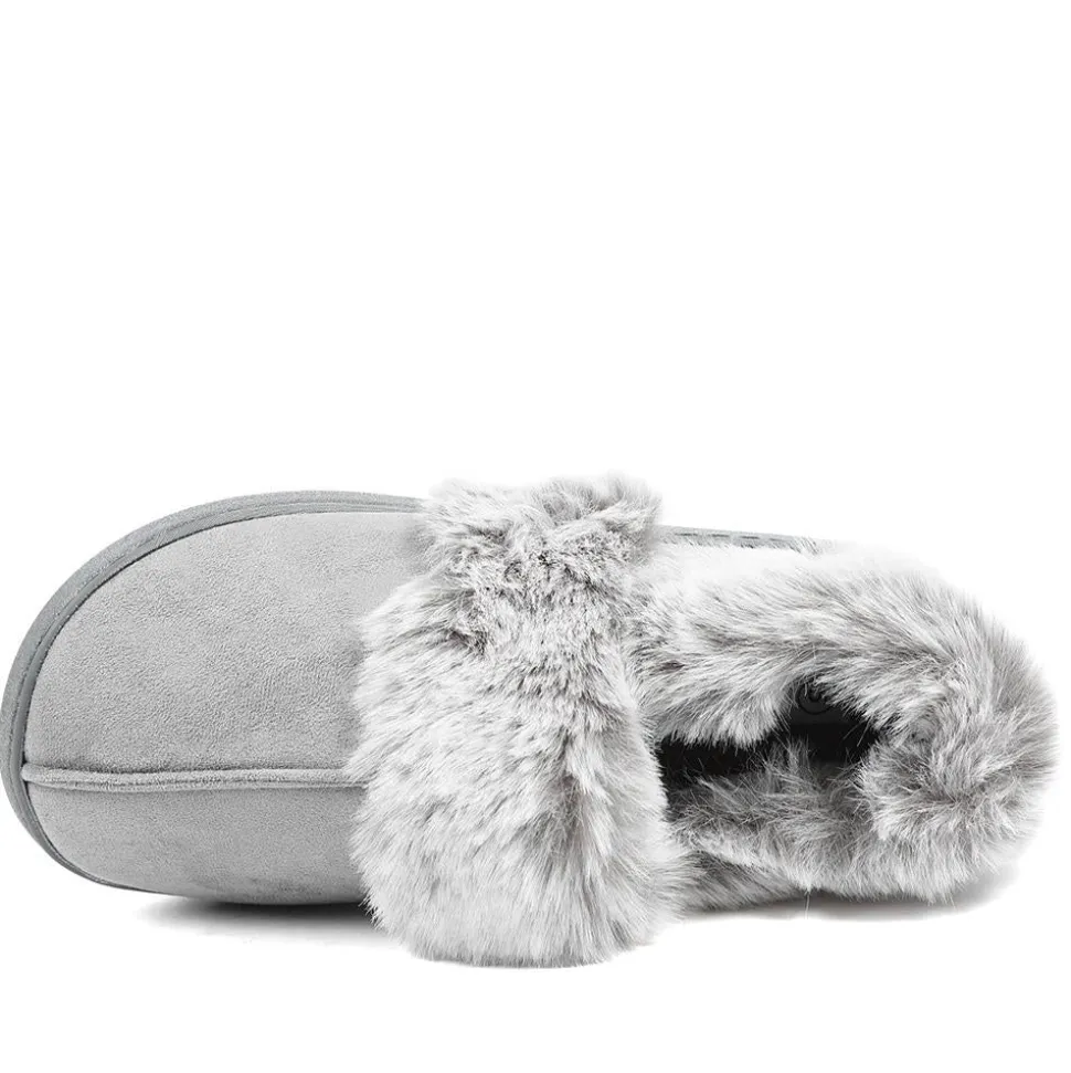Wide Fit Soft Full Slippers - Grey