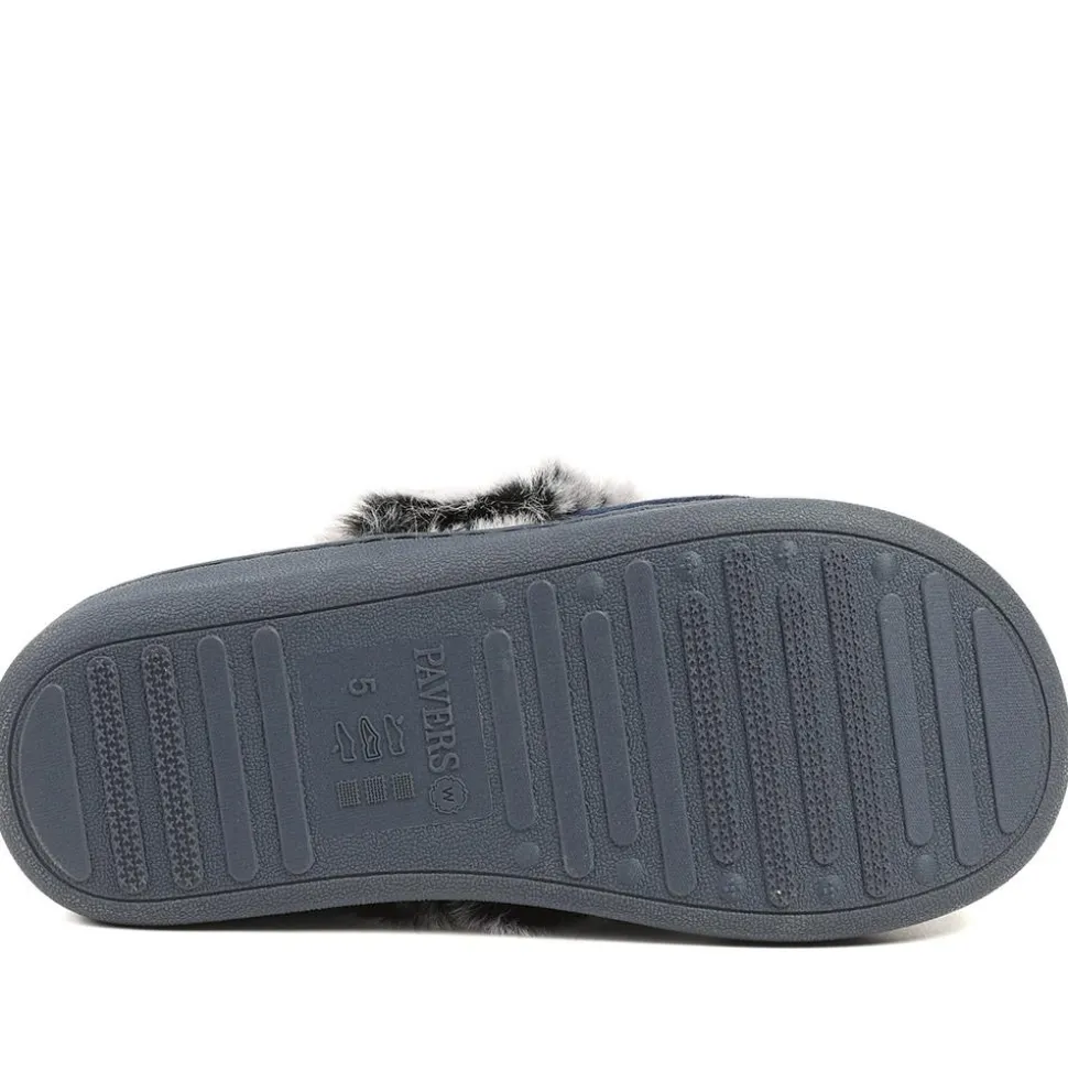 Wide Fit Soft Full Slippers - Navy