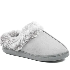 Wide Fit Soft Mule Slippers - Grey