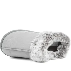 Wide Fit Soft Mule Slippers - Grey