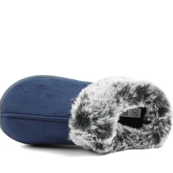 Wide Fit Soft Mule Slippers - Navy