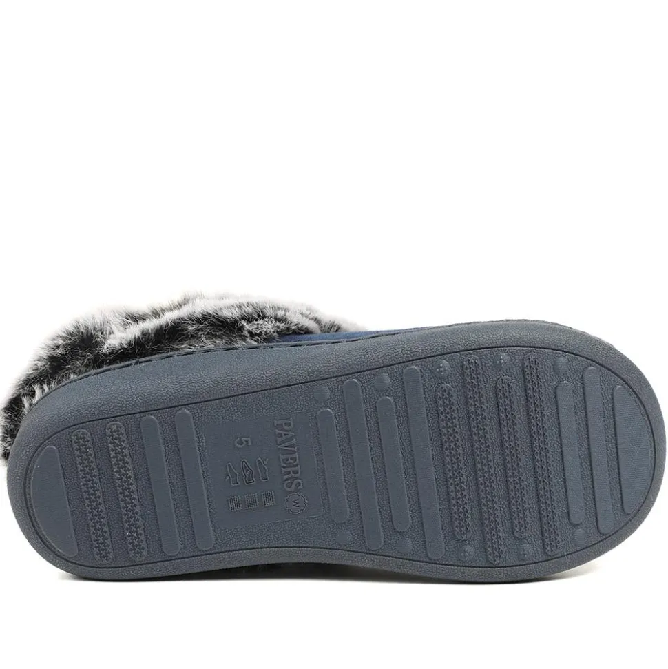 Wide Fit Soft Mule Slippers - Navy