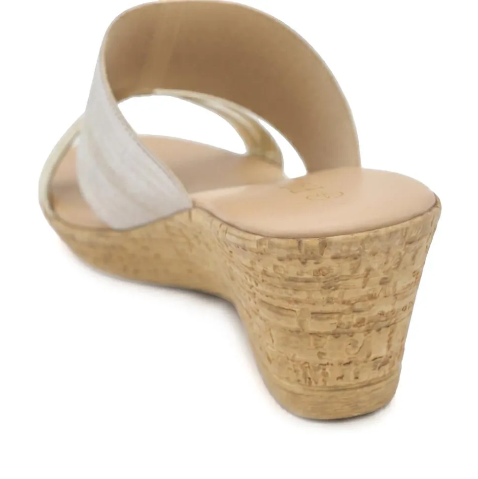 Wide Fit Stretchy Mule Sandals - Gold
