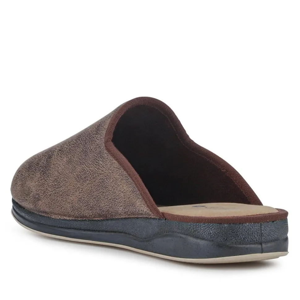 Wide Fit Supportive Mule Slippers - Khaki