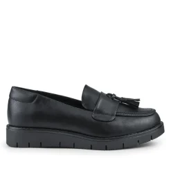 Wide Fit Tasselled Chunky Moccasins - Black