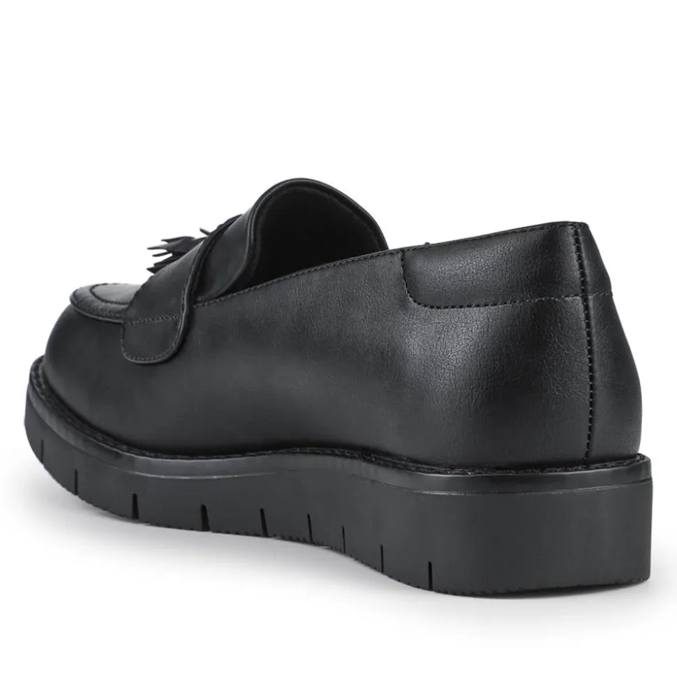 Wide Fit Tasselled Chunky Moccasins - Black