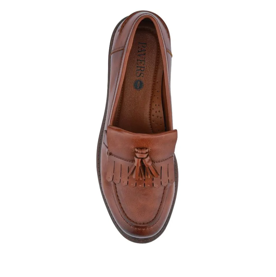 Wide Fit Tasselled Moccasins - Tan