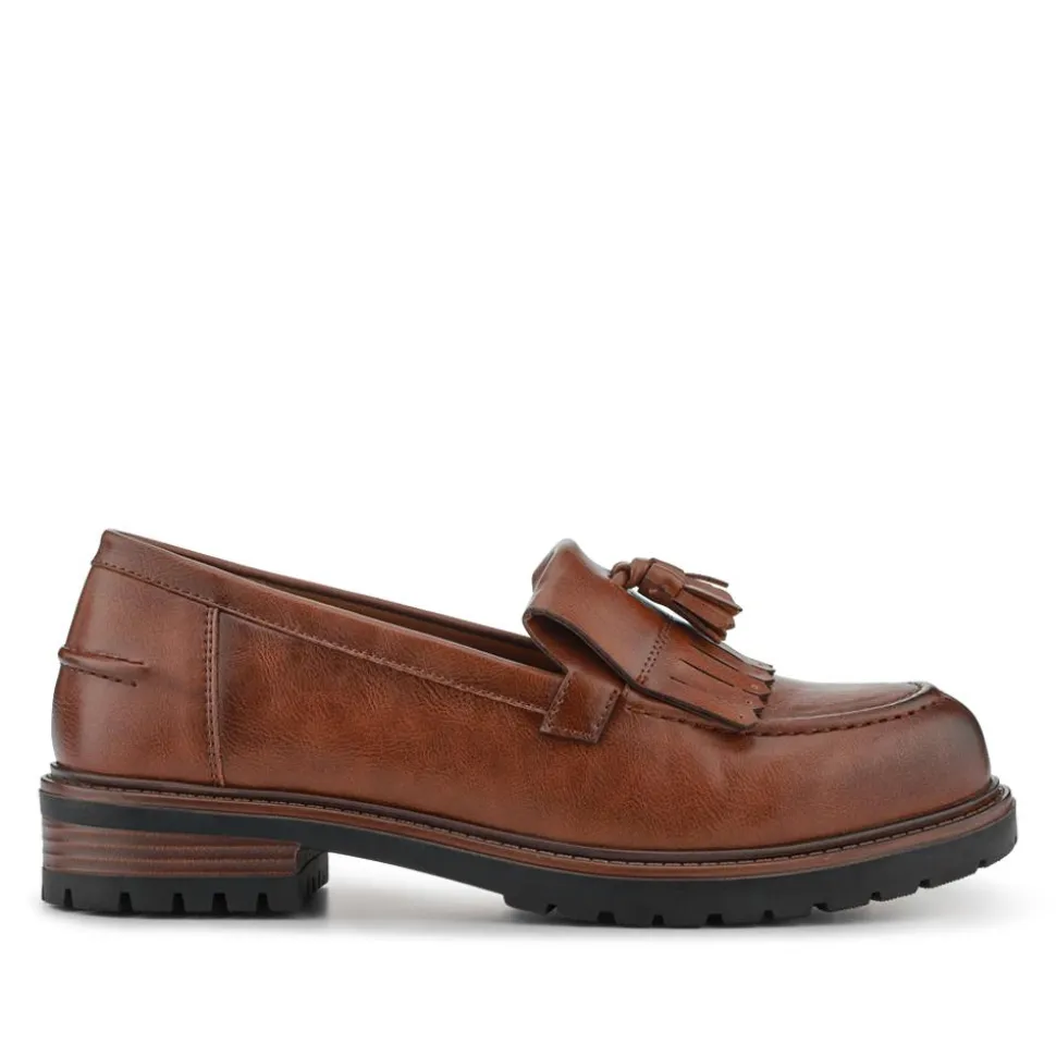 Wide Fit Tasselled Moccasins - Tan