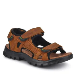 Wide-Fitting Leather Sandals - Brown