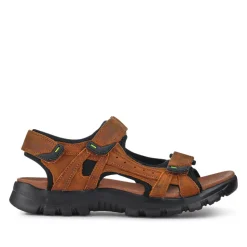 Wide-Fitting Leather Sandals - Brown
