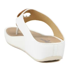 Wide Fit Toe Post Wedge Sandals - White