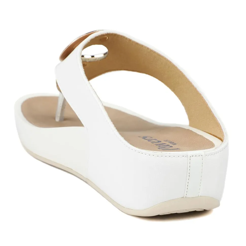 Wide Fit Toe Post Wedge Sandals - White
