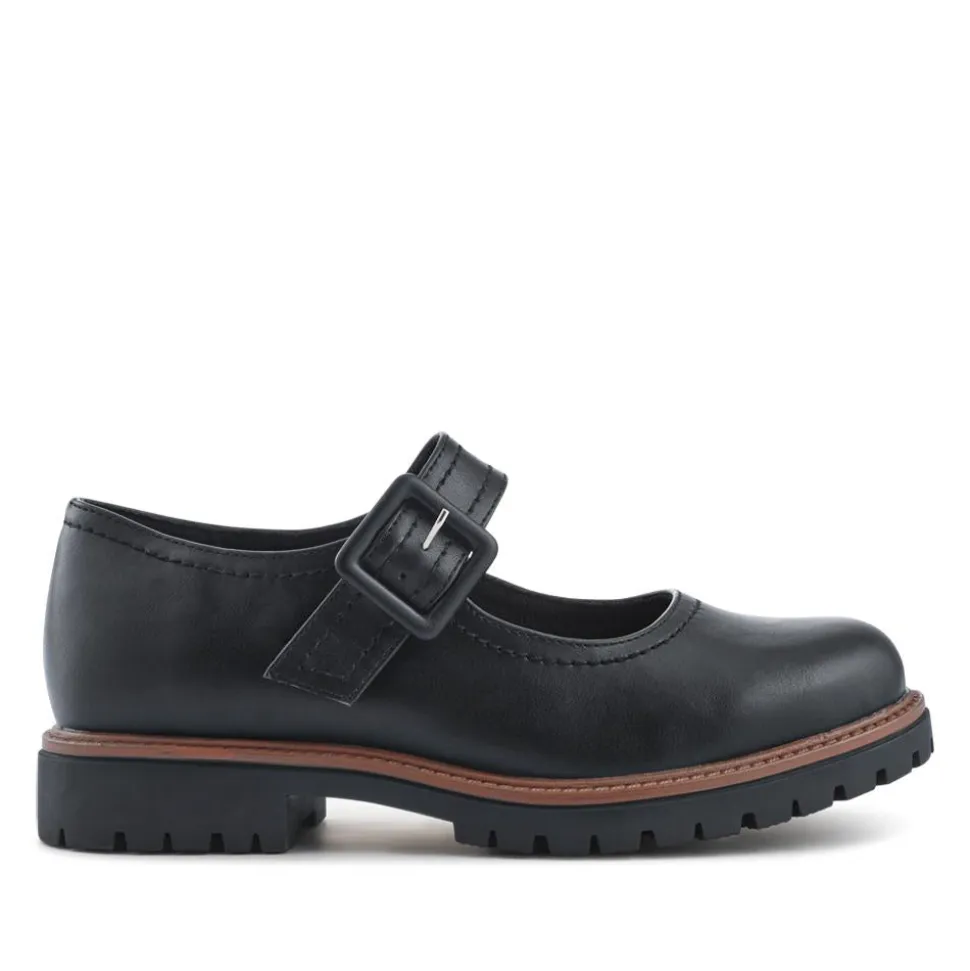 Wide Fit Touch-Fasten Chunky Mary Janes - Black