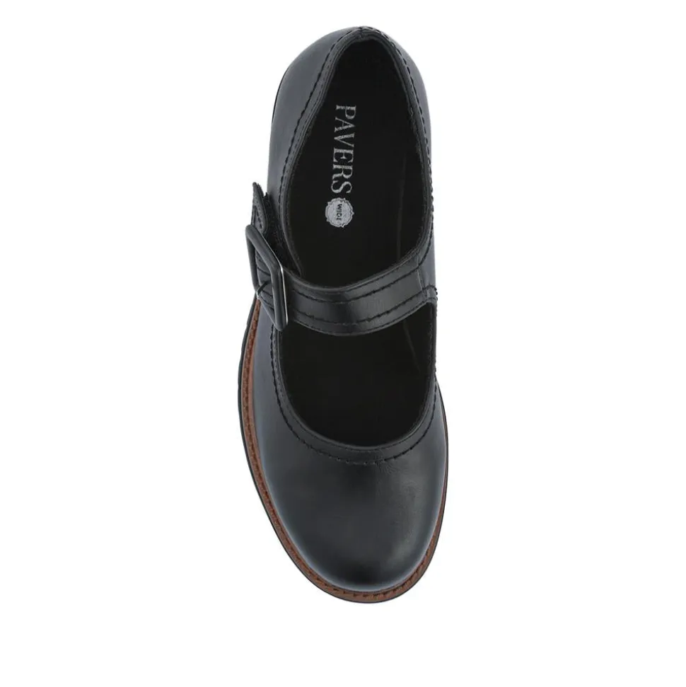 Wide Fit Touch-Fasten Chunky Mary Janes - Black