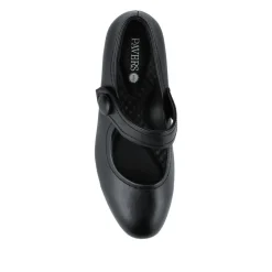 Wide Fit Touch-Fasten Heeled Mary Janes - Black