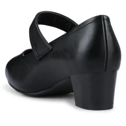 Wide Fit Touch-Fasten Heeled Mary Janes - Black