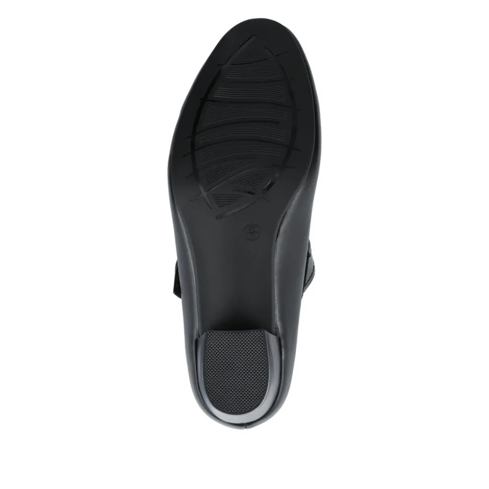 Wide Fit Touch-Fasten Heeled Mary Janes - Black