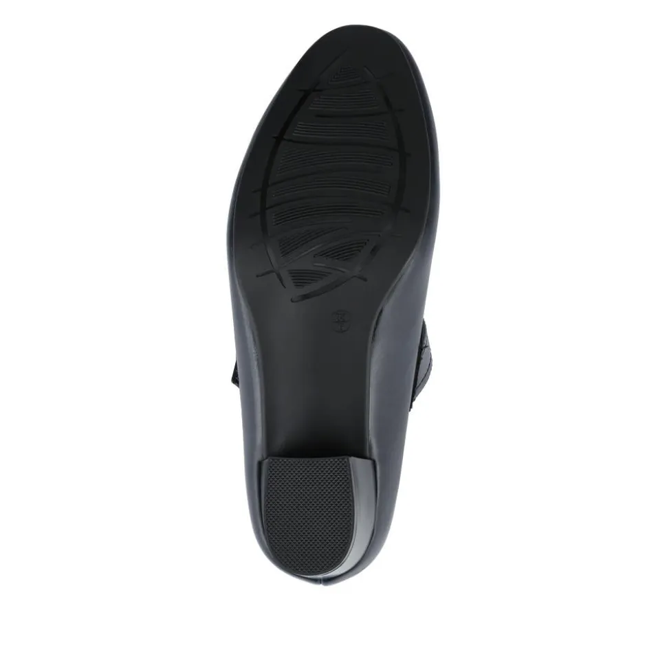 Wide Fit Touch-Fasten Heeled Mary Janes - Navy
