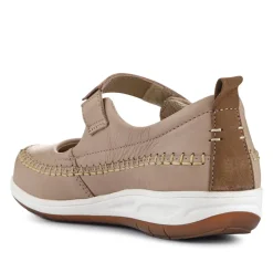 Wide-Fit Touch-Fasten Mary Janes - Beige