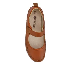 Wide-Fit Touch-Fasten Mary Janes - Tan