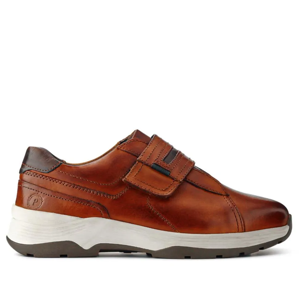 Wide-Fit Touch-Fasten Shoes - Cognac