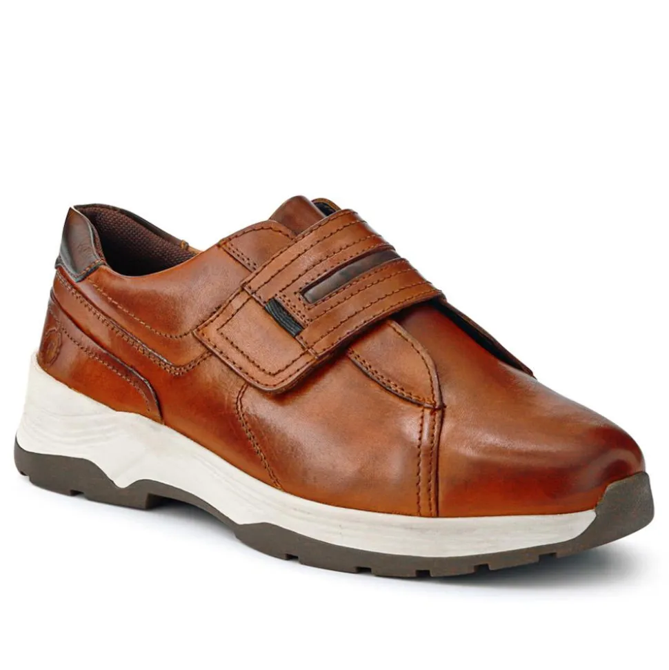 Wide-Fit Touch-Fasten Shoes - Cognac