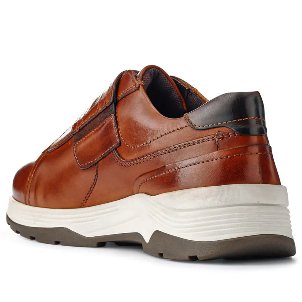 Wide-Fit Touch-Fasten Shoes - Cognac