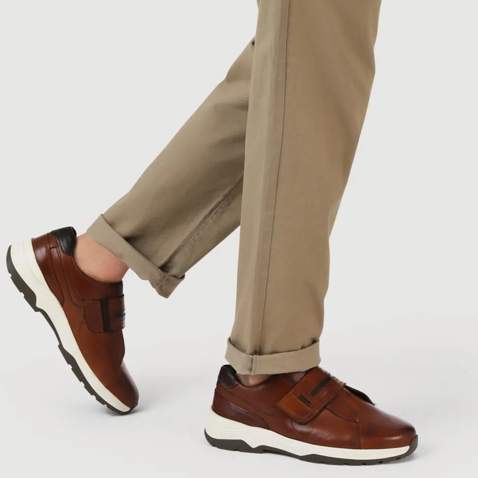 Wide-Fit Touch-Fasten Shoes - Cognac