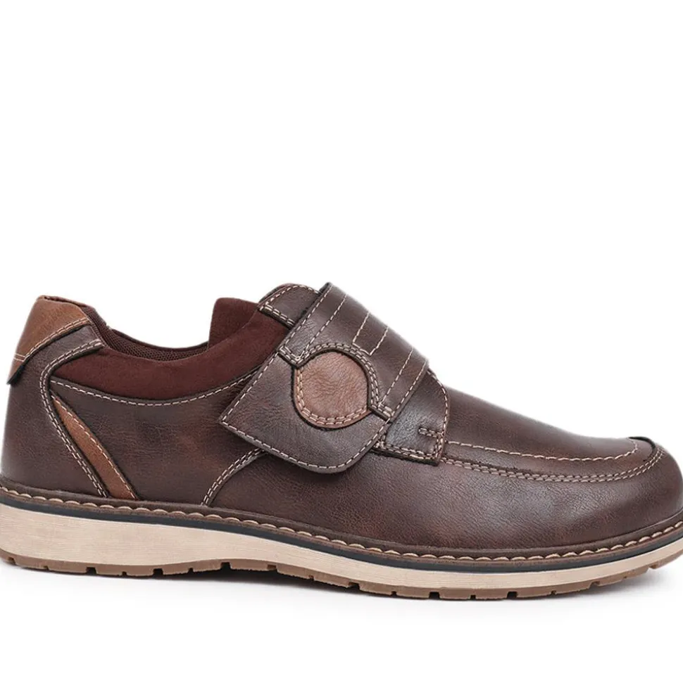 Wide Fit Touch-Fasten Trainers - Dark Brown