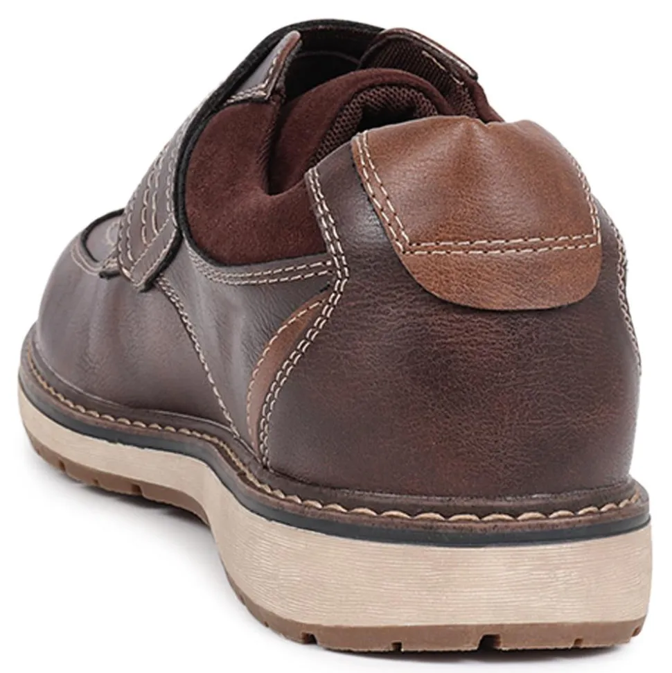 Wide Fit Touch-Fasten Trainers - Dark Brown