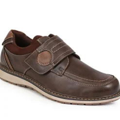 Wide Fit Touch-Fasten Trainers - Dark Brown